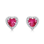 Load image into Gallery viewer, SO SEOUL Amora Love Heart Diamond Simulant Cubic Zirconia Petite Stud Earrings with Round Surround
