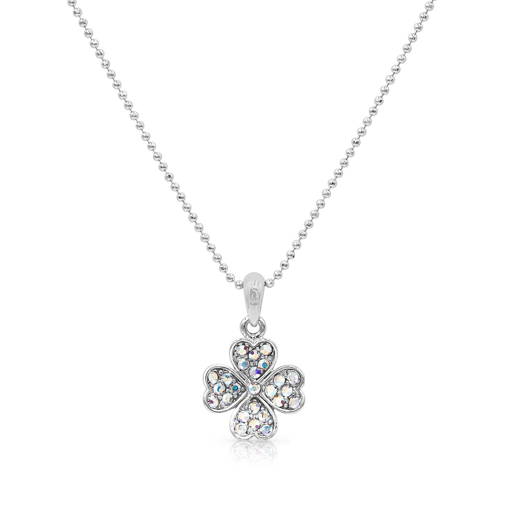 SO SEOUL Alette Clover Pendant Necklace with Aurore Boreale Crystals