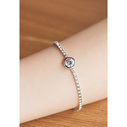 SO SEOUL Athena Solitaire Round Brilliant Cut Diamond Simulant Cubic Zirconia Centerpiece Bracelet