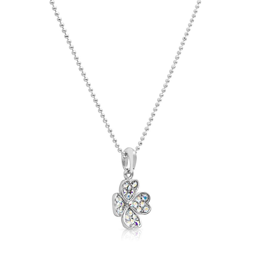 SO SEOUL Alette Clover Pendant Necklace with Aurore Boreale Crystals