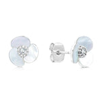 Load image into Gallery viewer, SO SEOUL Claire Triple Flower Petal Mother of Pearl or Abalone Shell Stud Earrings with Austrian Crystals
