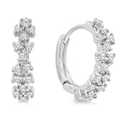 SO SEOUL Diamond Simulant Cubic Zirconia Huggie with Ribbon Bow Detail Hoop Earrings