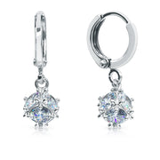 SO SEOUL Atlas Sphere Round Ball Diamond Simulant Cubic Zirconia Hoop Earrings