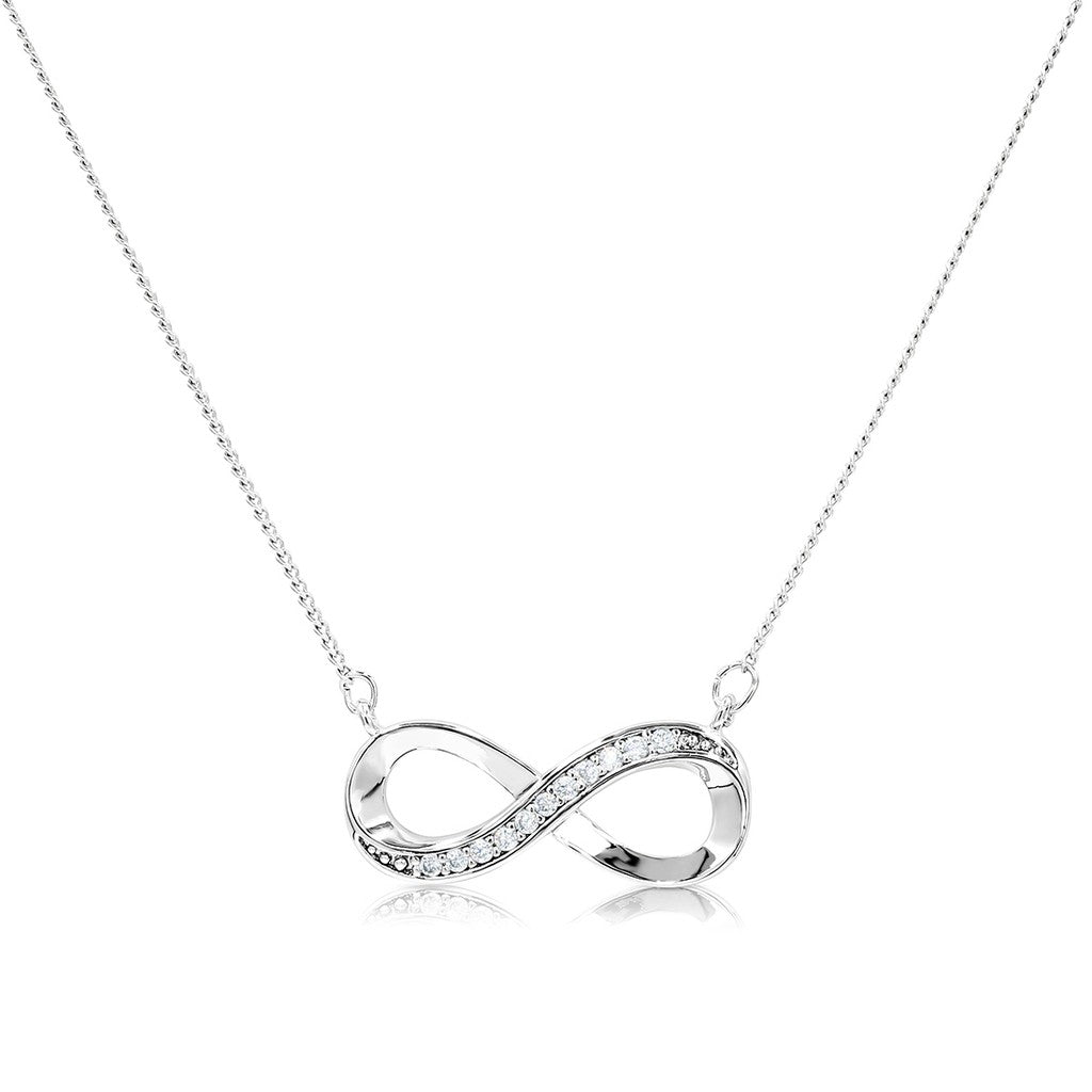 SO SEOUL Infinity Diamond Simulant Cubic Zirconia Pendant Necklace with Fixed Chain