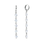 Load image into Gallery viewer, SO SEOUL Athena Quintuple Round Brilliant-Cut Diamond Simulant Zirconia Long Dangle Earrings with Hinge Hoop and Clip-On Options
