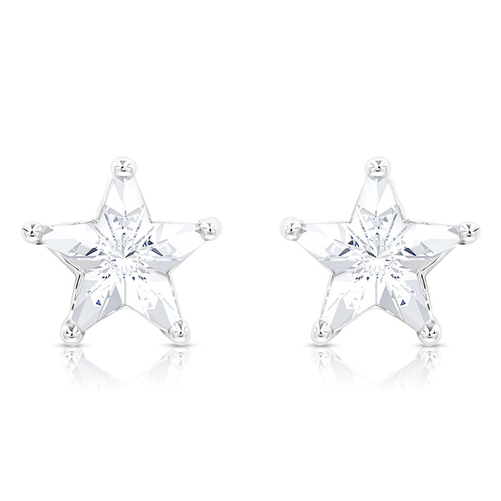 SO SEOUL Stellar Grace - Radiant Star Diamond Simulant Silver Stud Earrings