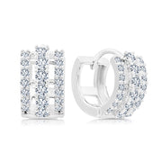 SO SEOUL Harley Huggie Triple Row Petite Round Diamond Simulants Mini Hoop Earrings