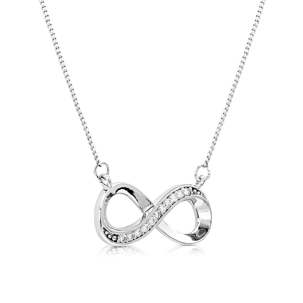 SO SEOUL Infinity Diamond Simulant Cubic Zirconia Pendant Necklace with Fixed Chain