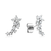 SO SEOUL Leilani Floral Solitaire Diamond Simulant Cubic Zirconia Ear Climber Earrings