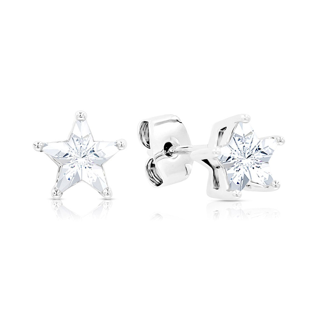 SO SEOUL Stellar Grace - Radiant Star Diamond Simulant Silver Stud Earrings