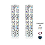 Load image into Gallery viewer, SO SEOUL Harley Huggie Double Row Mixed Colored Tone Austrian Crystal Hoop Earrings
