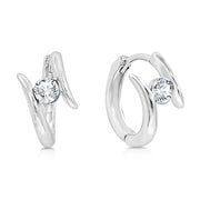 SO SEOUL 1.0 Carat Diamond Simulant Cubic Zirconia with Intertwined Design Hoop Clip Earrings