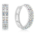 Load image into Gallery viewer, SO SEOUL Harley Huggie Double Row Mixed Colored Tone Austrian Crystal Hoop Earrings
