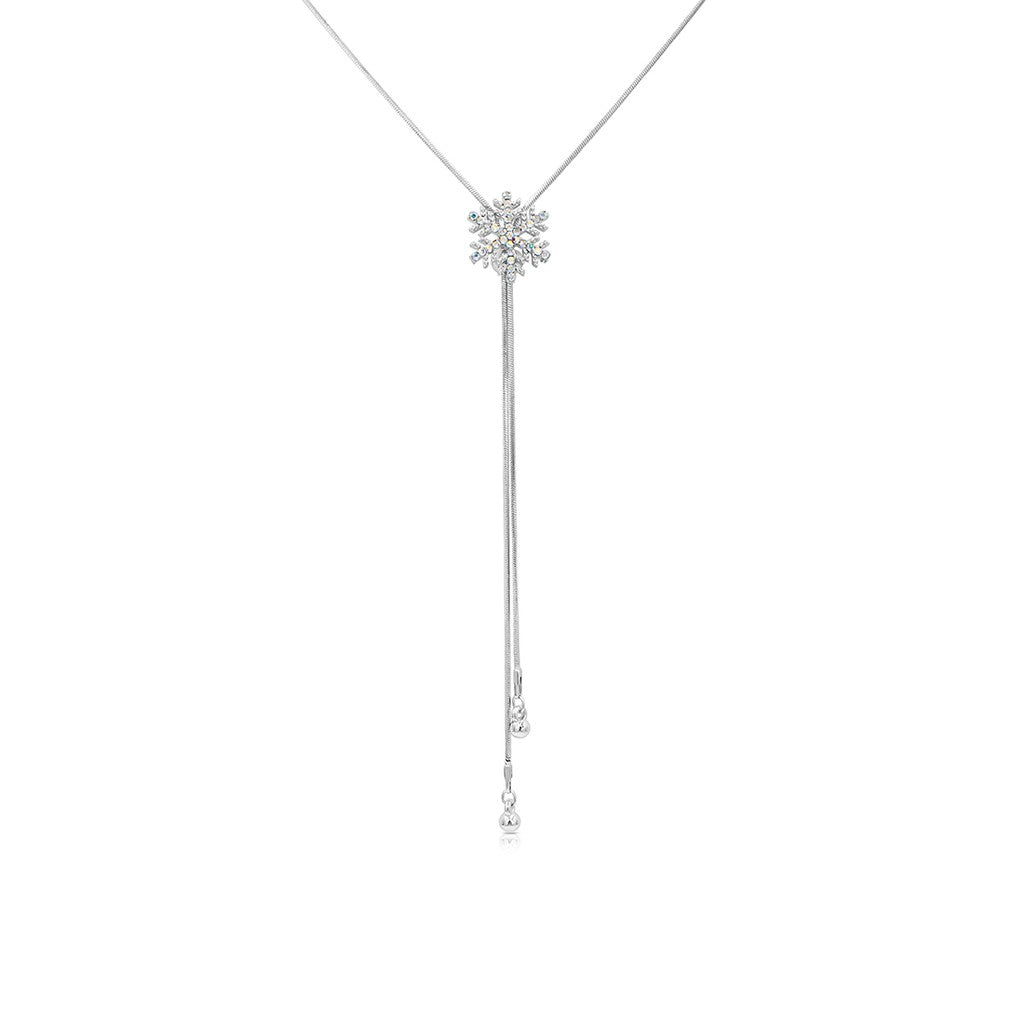 SO SEOUL 'Let it Snow' Snowflake Lariat Necklace with Aurore Boreale Austrian Crystals
