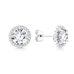 Load image into Gallery viewer, SO SEOUL Athena Brilliant-Cut 1.25 Carat Stud Earrings with Detachable Diamond Simulant Cubic Zirconia Halo Jackets
