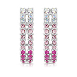 Load image into Gallery viewer, SO SEOUL Harley Huggie Double Row Mixed Colored Tone Austrian Crystal Hoop Earrings
