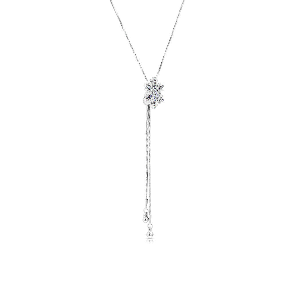 SO SEOUL 'Let it Snow' Snowflake Lariat Necklace with Aurore Boreale Austrian Crystals