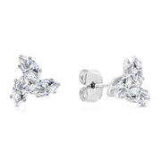 SO SEOUL Gleam Sparkle Windwheel Marquised Cut Diamond Simulant Cubic Zirconia Pierced Stud Earrings