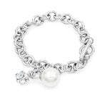 Load image into Gallery viewer, SO SEOUL Sequoia Elegance - Chunky Chain Bracelet with Pearl &amp; Cubic Zirconia Cube Charm
