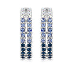 Load image into Gallery viewer, SO SEOUL Harley Huggie Double Row Mixed Colored Tone Austrian Crystal Hoop Earrings
