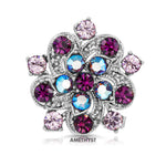Load image into Gallery viewer, SO SEOUL Leilani Blossom Brooch - Multicolored Austrian Crystal Hijab Pin Featuring White, Aurore Boreale, Purple, Amethyst &amp; Pink Tones
