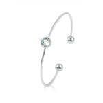 Load image into Gallery viewer, SO SEOUL Bella White Round Classic Swarovski® Crystal Adjustable Cuff Bangle
