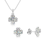 Load image into Gallery viewer, SO SEOUL Alette Clover Aurore Boreale Crystal Pendant Necklace and Stud Earrings Gift Set

