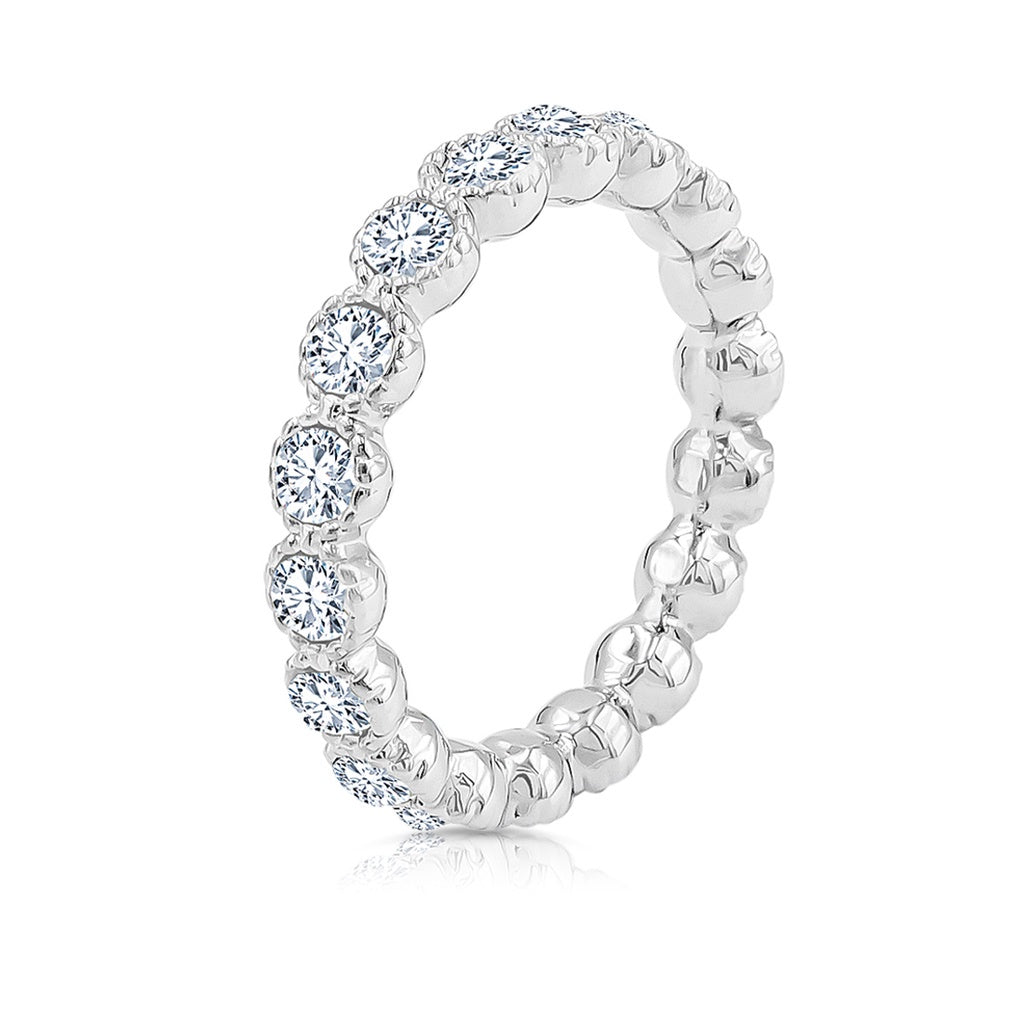 SO SEOUL Annecy Full Band Single Row Ring Encrusted with White Austrian Crystals