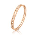 Load image into Gallery viewer, SO SEOUL Valeria Rose Gold-Tone Bangle with Roman Numerals and Triple Diamond Simulant Detail

