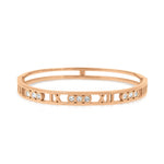 Load image into Gallery viewer, SO SEOUL Valeria Rose Gold-Tone Bangle with Roman Numerals and Triple Diamond Simulant Detail
