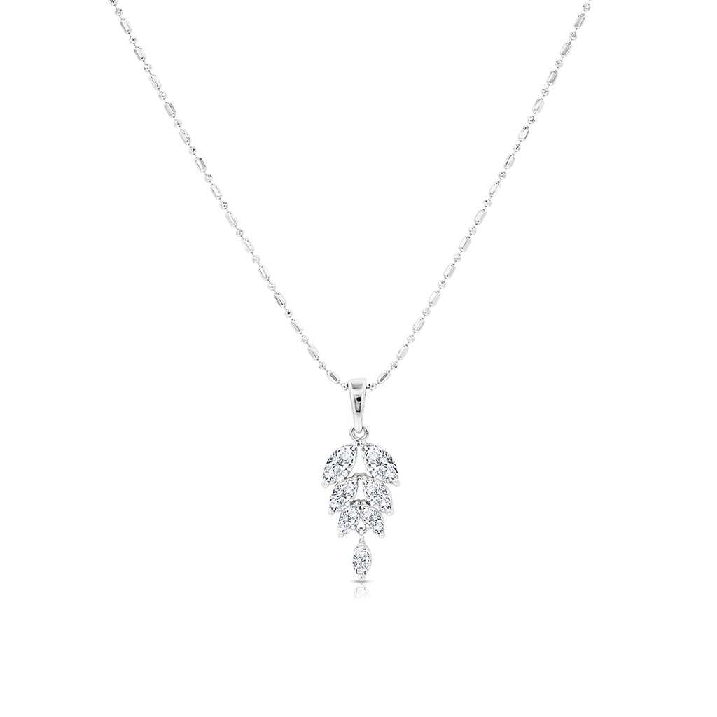 SO SEOUL Ioni Leaf Marquise Diamond Simulant Cubic Zirconia Pendant Necklace