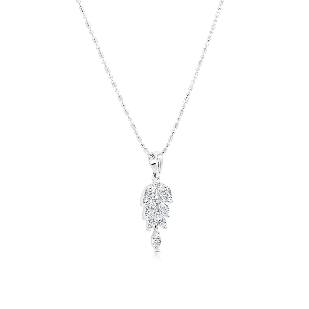 SO SEOUL Ioni Leaf Marquise Diamond Simulant Cubic Zirconia Pendant Necklace