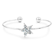 SO SEOUL Aster Star Halo-Encircled White Austrian Crystal Adjustable Cuff Bangle