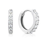 SO SEOUL Harley Huggie Round Diamond Simulant Single Row Hoop Earrings