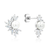 SO SEOUL Everleigh Marquise-Cut Cubic Zirconia Diamond Simulant and Pearl Half-Moon Earrings