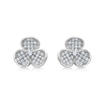 Load image into Gallery viewer, SO SEOUL Alette Clover Pave Stud Earrings - Elegant Cubic Zirconia with Silver Post Backs
