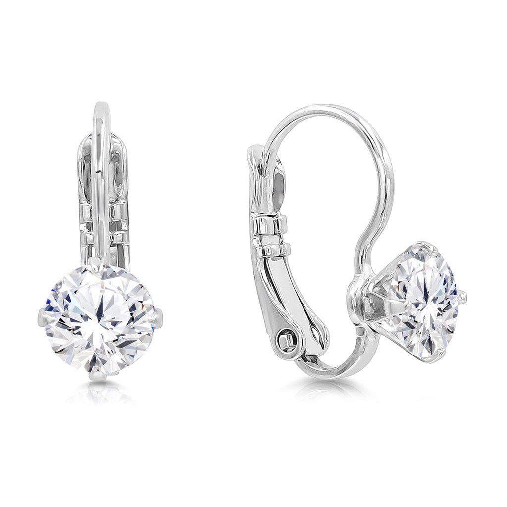 SO SEOUL Athena Classic: Solitaire Round-Cut Diamond Simulant Cubic Zirconia Lever-Back Earrings