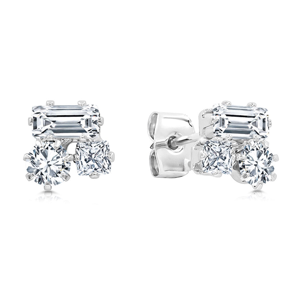 SO SEOUL Dazzling Mixed Cut Austrian Crystal Diamond Simulant Stud Earrings