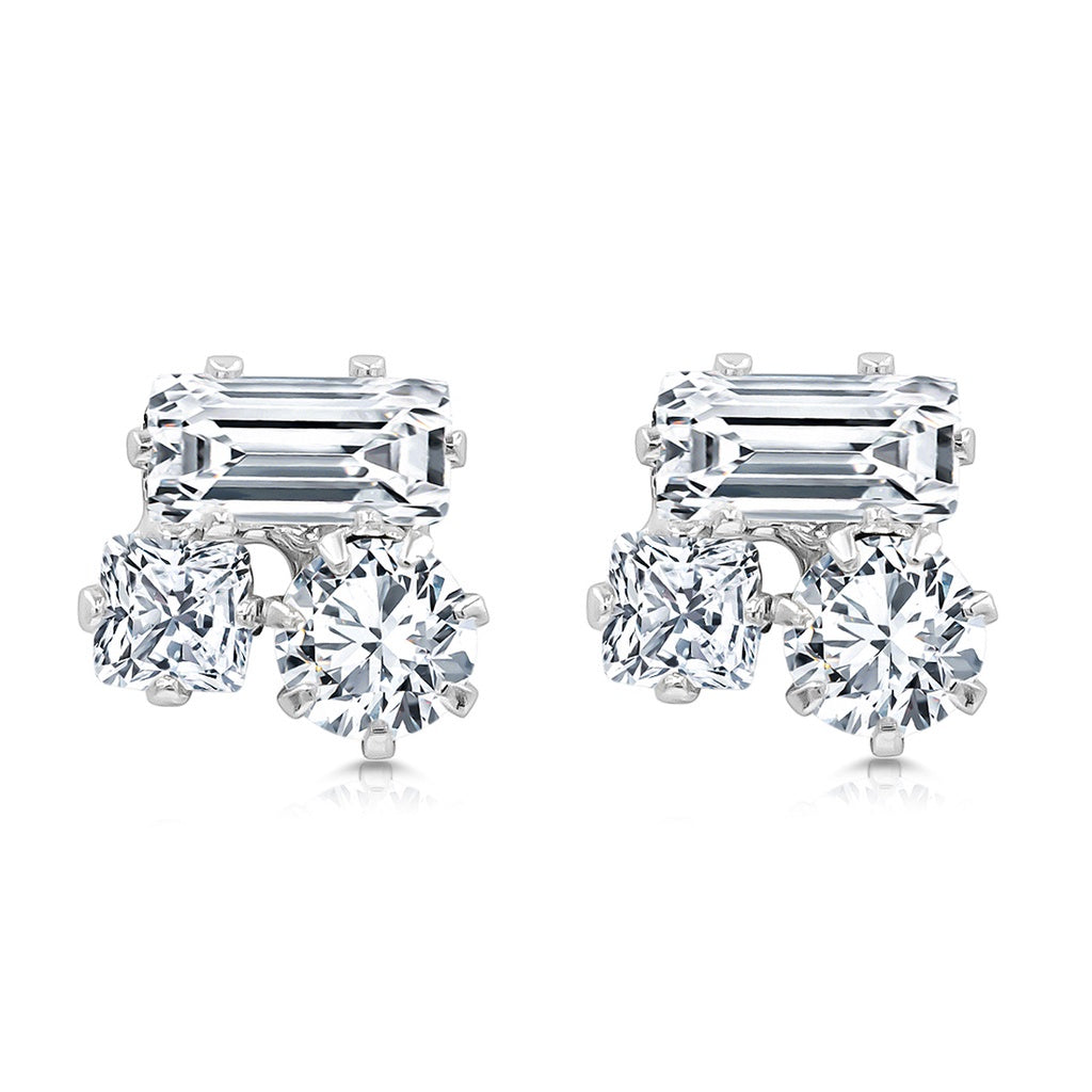 SO SEOUL Dazzling Mixed Cut Austrian Crystal Diamond Simulant Stud Earrings