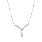 SO SEOUL Attract Y Diamond Simulant Cubic Zirconia with Round Diamond Dangle Fixed Chain Necklace