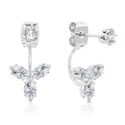 SO SEOUL Calista Triple Marquise Cut Round Diamond Simulant Cubic Zirconia Curved Earring Jackets