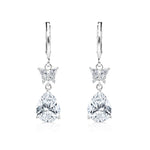 Load image into Gallery viewer, SO SEOUL Caria Butterfly Earrings with Diamond-Simulant Zirconia Teardrops Hoop or Clip-on Earrings
