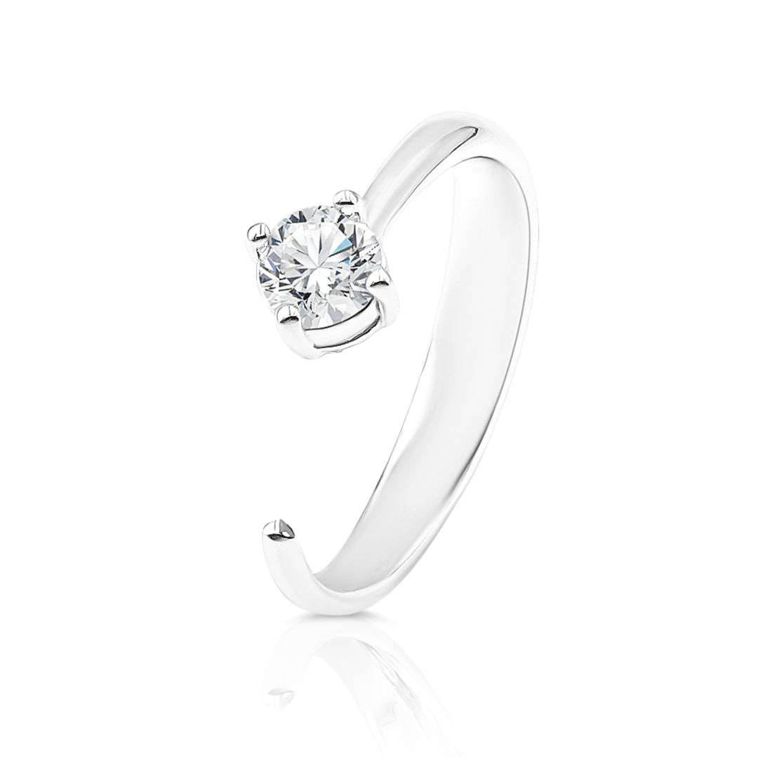 SO SEOUL Athena Adjustable Open Pinky Ring with 0.5 Carat Brilliant Cut Solitaire Diamond Simulant Zirconia