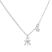 SO SEOUL Teddy Bear Heart Diamond Simulated Pendant Necklace and Stud Earrings Set