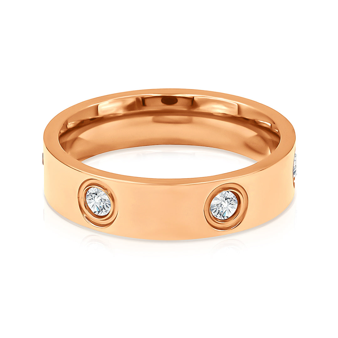 SO SEOUL Forever Rose Gold Ring with Encrusted Diamond Simulant Cubic Zirconia