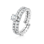 Load image into Gallery viewer, SO SEOUL Athena Adjustable Spiral Spring Ring with 0.5 Carat Round Solitaire Diamond Simulant and Double Row Cubic Zirconia
