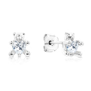 SO SEOUL Teddy Bear Heart Diamond Simulated Stud Earrings