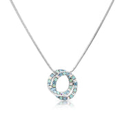 SO SEOUL Glimmer Double Circle Interlocking Mixed Colored Austrian Crystal Pendant Chain Necklace