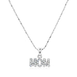 Load image into Gallery viewer, SO SEOUL Glimmering &#39;MOM&#39; Sparkling White Austrian Crystal Pendant Chain Necklace

