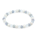 Load image into Gallery viewer, SO SEOUL Freshwater White Pearl and Austrian Crystal Elastic Bracelet
